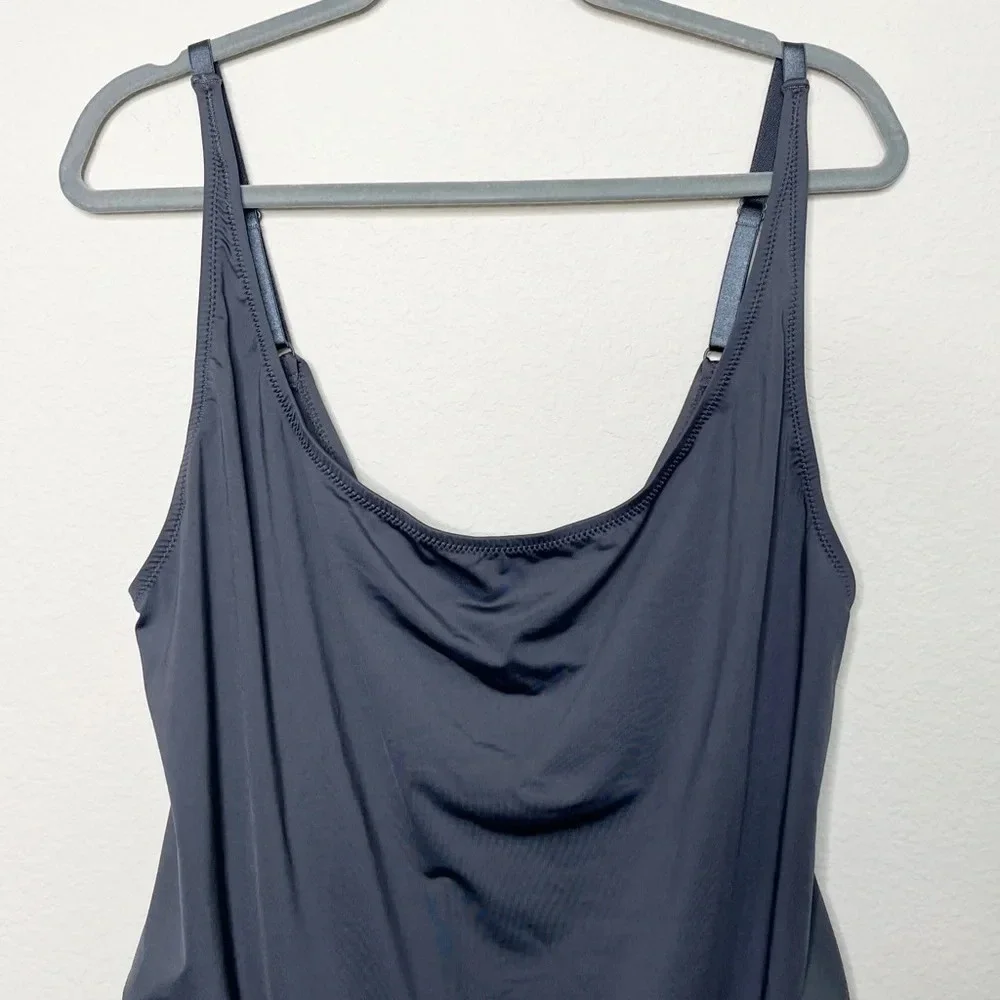 SKIMS Swim Scoop Neck One‎ Piece Swimsuit in Gunmetal